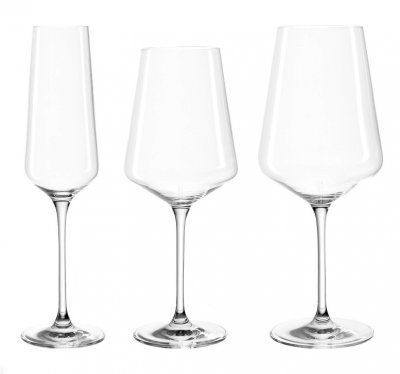 LEONARDO Lot de 12 verres &agrave; vin et champagne en verre transparent
