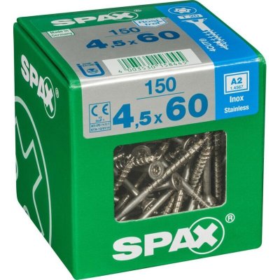 SPAX Lot de 150 vis inox t&ecirc;te frais&eacute;e torx , Diam.4.5 mm x L.60 mm