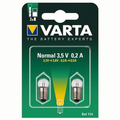VARTA Lot de 2 ampoules pour lampe de poche Argon &agrave; vis 714 - 3,5 V - 0.2 A