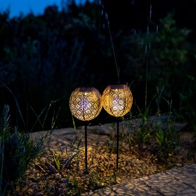 LUMISKY Lot de 2 balises solaires orientales 2x AGADIR Cuivre Acier H45cm