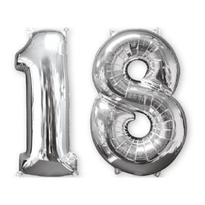 AMSCAN Lot de 2 ballons aluminium chiffre argent 18