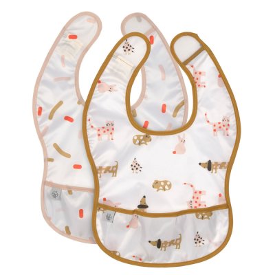 LASSIG Lot de 2 bavoirs avec poche little mateys orange &eacute;pic&eacute;