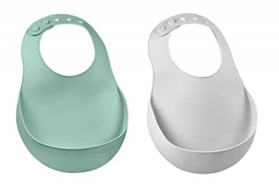  Lot De 2 Bavoirs En Silicone Light Mist Et Sage Green