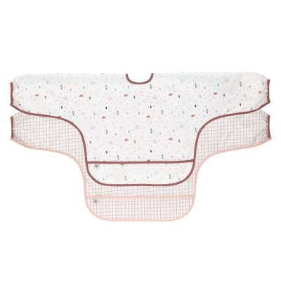 LASSIG Lot de 2 bavoirs manches longues avec poche rose Garden Explorer