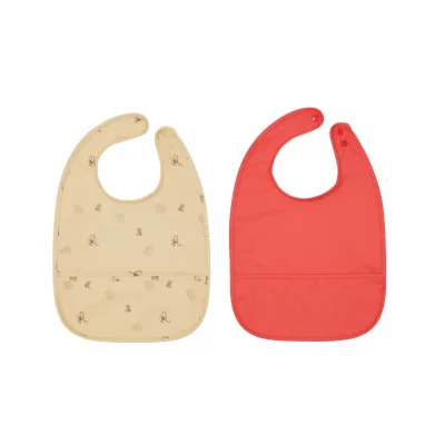 OYOY LIVING DESIGN Lot de 2 bavoirs rouge en polyester recycl&eacute; h37x27cm