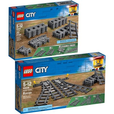Lot de 2 bo&icirc;tes de LEGO City - 60205+60238 - Pack de rails et aiguillages 