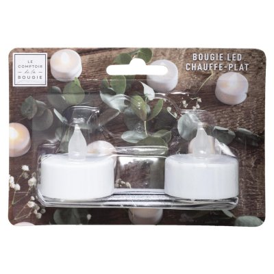  Lot de 2 bougies cp led 3.8x4 Atmosphera cr&eacute;ateur d'int&eacute;rieur - Blanc