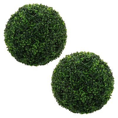 ML DESIGN MODERN LIVING Lot de 2 boules de buis plantes en plastique &Oslash; 35 cm aspect naturel