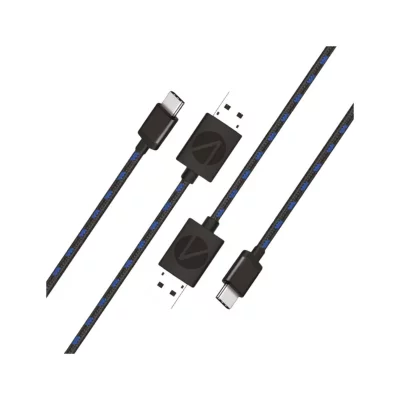 STEALTH Lot De 2 Cables Play & Charge Tress&eacute;s De 3m Pour Manettes Ps5