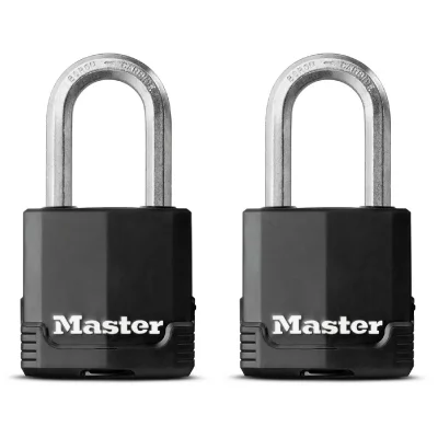 MASTER LOCK Lot de 2 Cadenas &agrave; cl&eacute; - anti-intemp&eacute;ries - 49 mm de large - anse de 38 mm 