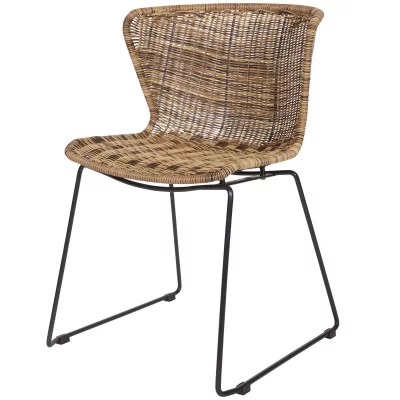 Lot De 2 Chaises 55x54x78 Cm En R&eacute;sine Tress&eacute;e Imitation Rotin Marron