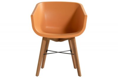  Lot de 2 chaises Amalia Eucalyptus en r&eacute;sine - pieds en bois - Orange
