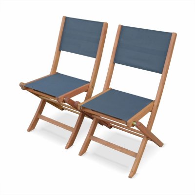 SWEEEK Lot de 2 chaises de jardin en bois anthracite