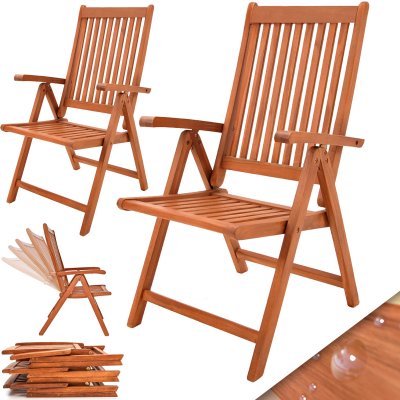 DEUBA Lot de 2 chaises de jardin Vanamo en bois d'eucalyptus