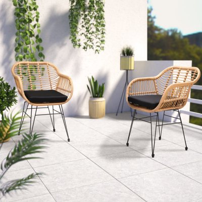 CASARIA Lot de 2 chaises en osier bambou/polyrotin