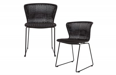 Lot de 2 chaises indoor/outdoor rotin tress&eacute; Wings Couleur Noir