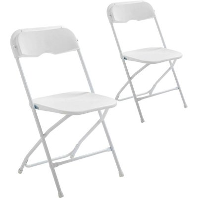 REKKEM Lot de 2 chaises pliantes 2 places poly&eacute;thyl&egrave;ne blanc