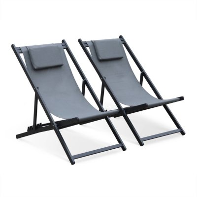 SWEEEK Lot de 2 chiliennes en aluminium anthracite