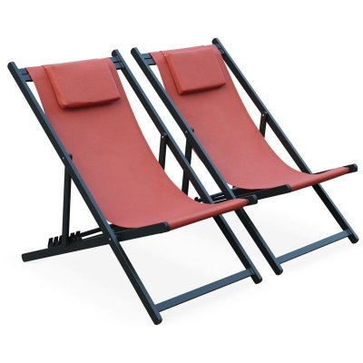 SWEEEK Lot de 2 chiliennes en aluminium terracotta