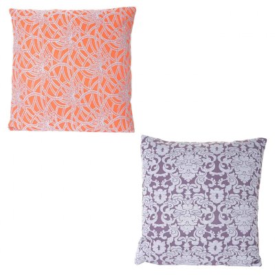 Lot De 2 Coussins De D&eacute;coration Baroque + Fleurs, Coussins Avec Bourrage 45x45cm