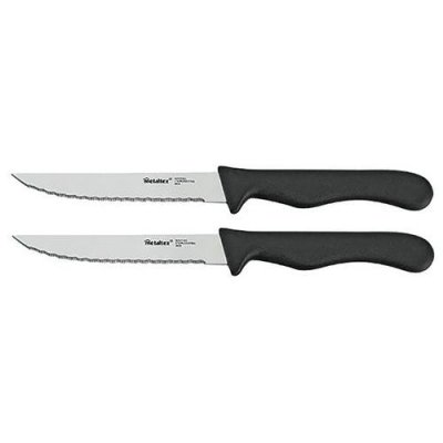 METALTEX Lot De 2 Couteaux &Agrave; Steak Micro Dent&eacute;e Manche Plastique Noir