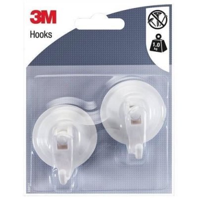 3M Lot de 2 crochets &agrave; ventouse , blanc
