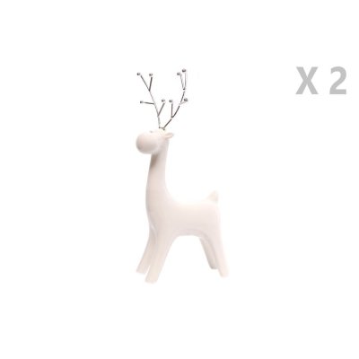 TOILINUX Lot de 2 d&eacute;coration de no&euml;l design renne ice xmas - blanc