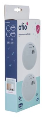 OTIO Lot de 2 d&eacute;tecteurs de fum&eacute;e  NF >85dB