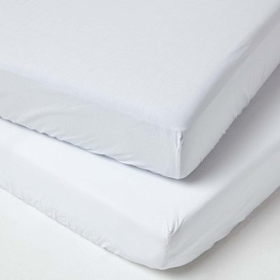 HOMESCAPES Lot De 2 Draps Housse Lit B&eacute;b&eacute; En Coton &Eacute;gyptien 200 Fils Blanc 70 X 140 Cm