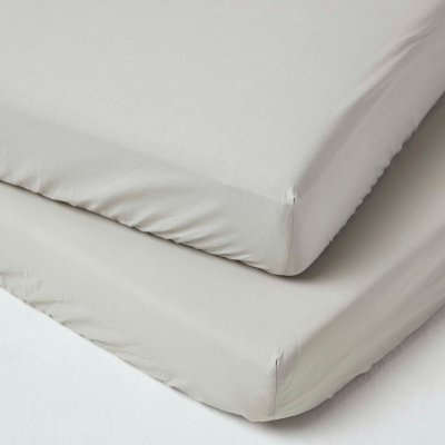 HOMESCAPES Lot De 2 Draps Housse Lit B&eacute;b&eacute; En Coton &Eacute;gyptien 200 Fils Gris 70 X 140 Cm