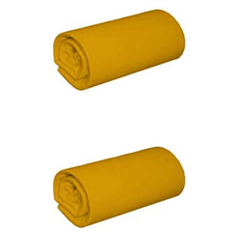 NON RENSEIGNE Lot de 2 draps housses jersey jaune moutarde bonnet 30 cm 140x190-200