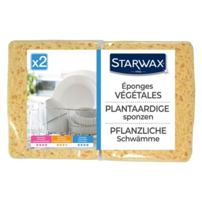 STARWAX Lot de 2 &eacute;ponges v&eacute;g&eacute;tales Multi-surfaces moyen mod&egrave;le
