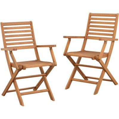 NO NAME Lot de 2 fauteuils de jardin pliants en eucalyptus FSC - 57 x 52 x 90 cm