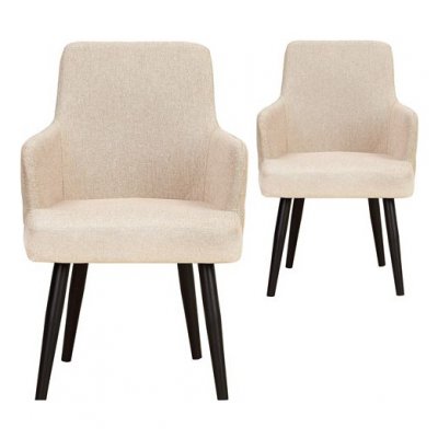 COTECOSY Lot de 2 fauteuils de table en velours beige