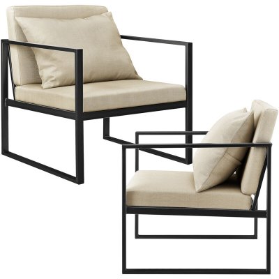 [EN.CASA] Lot de 2 Fauteuils Ragusa 70 x 60 x 60 cm Sable