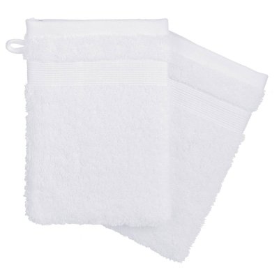 ATMOSPHERA Lot de 2 gants de toilette en coton - 15 x 21 cm - Blanc