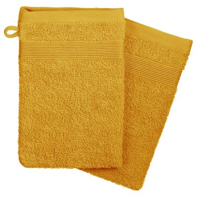 AC DECO Lot de 2 gants de toilette en coton - 15 x 21 cm - Jaune
