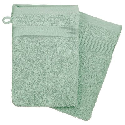 ATMOSPHERA Lot de 2 gants de toilette en coton - 15 x 21 cm - Vert