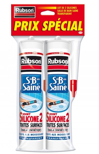 RUBSON Lot de 2 mastic salle de bain  transparent 280ml