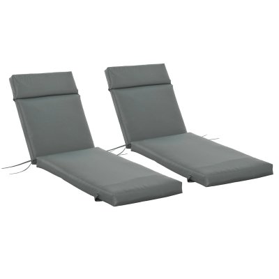 OUTSUNNY Lot de 2 matelas pour bain de soleil transat polyester d&eacute;perlant gris