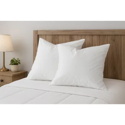 MORTREUX Lot de 2 oreillers blancs - Moelleux - 60x60 - Coton anti-acariens - 40005