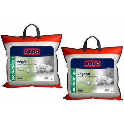 DODO Lot de 2 oreillers ergonomiques &agrave; m&eacute;moire de forme - 60x60 cm - VEGETAL
