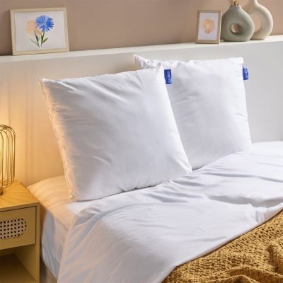 BLEU CALIN Lot de 2 oreillers ferme 60x60cm coton bio Fabriqu&eacute; en France