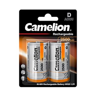 CAMELION Lot de 2 Piles Lr20 R20 D Rechargeables 1.2V Ni-Mh  2500mah