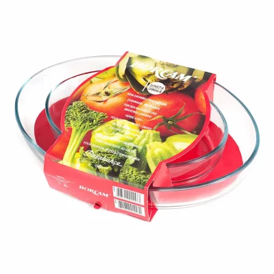 PASABAHCE Lot De 2 Plats Ovales De Cuisson En Verre