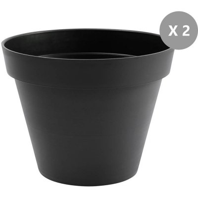 EDA Lot de 2 Pots de fleur rond Toscane &Oslash; 80 x H.66 cm Anthracite - 