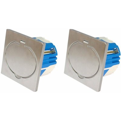 ZENITECH Lot de 2 prises de sol 16a 2p+t finition alu bross&eacute; - ip44 avec bo&icirc;te d'installation