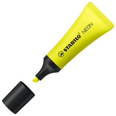 STABILO Lot de 2 -  Surligneur NEON, Pointe biseaut&eacute;e 5 mm, Jaune fluo