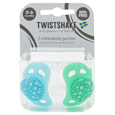 TWISTSHAKE Lot De 2 Sucette Orthodontique Vert Et Bleu 0-6 Mois De 