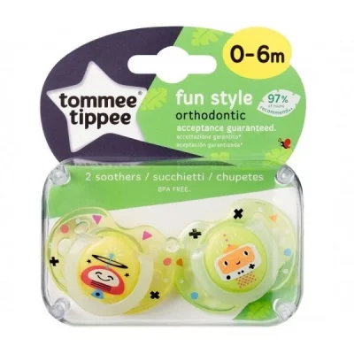 TOMMEE TIPPEE Lot de 2 sucettes closer to nature fun 0-6m - 
